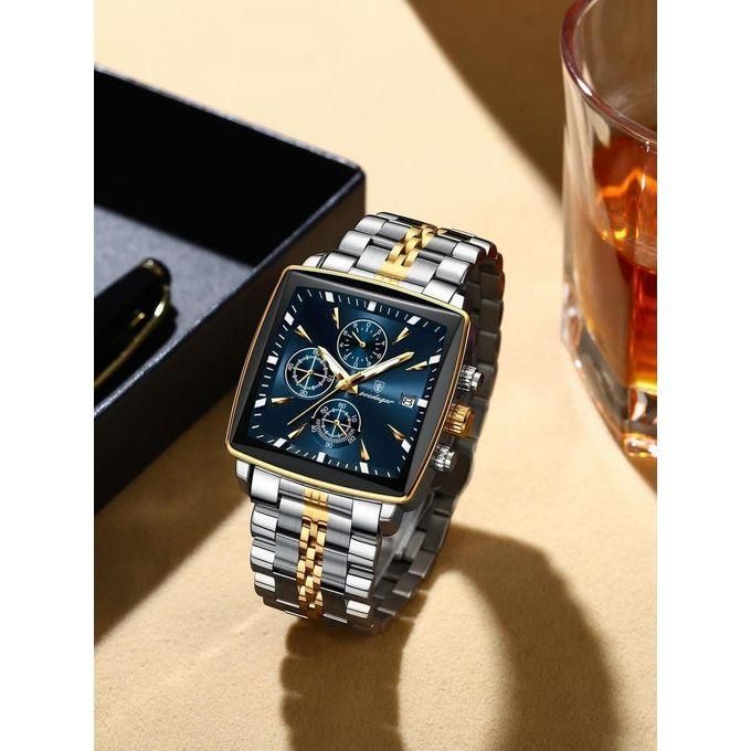 POEDAGAR 866 Luxury Square Business Man Wristwatch Waterproof Luminous Chronograph Quartz Men's Watches Stainless Steel Men Watch Reloj