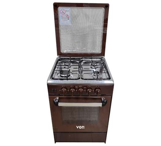 VON Cooker 4 Gas + Gas oven - 5534 Brown
