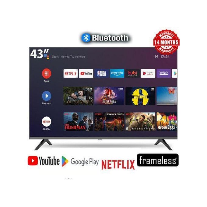 Solarmax 43" Inch Bluetooth Enabled FHD Frameless Smart Android TV Netflix Youtube Inbuilt Decoder