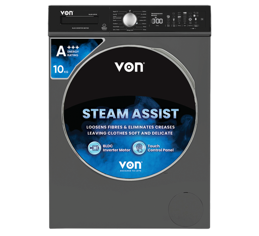 Von VALW-10FVK Front Load Washing Machine Silver - 10KG