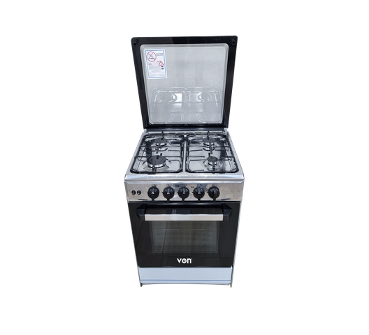 VON Cooker 4 Gas + Gas oven - 5534 Silver