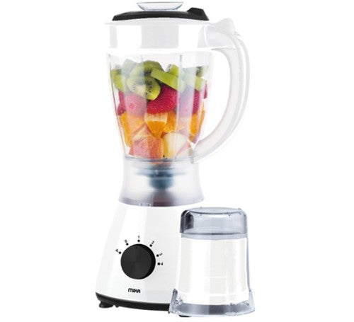 Mika Blender 1.5L, 2 in 1, with Grinder, 400W, White & Black - MBLR302/WB