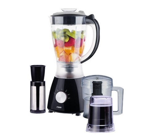 Mika Blender, 1.5L, 3 in 1, with Grinder, Chopper & SS Filter, 400W, Black - MBLR304/BL
