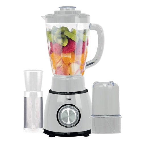 Mika Blender, 1.5L, 3 in 1, with Grinder & SS Filter, 550W, White & Black - MBLR503WB