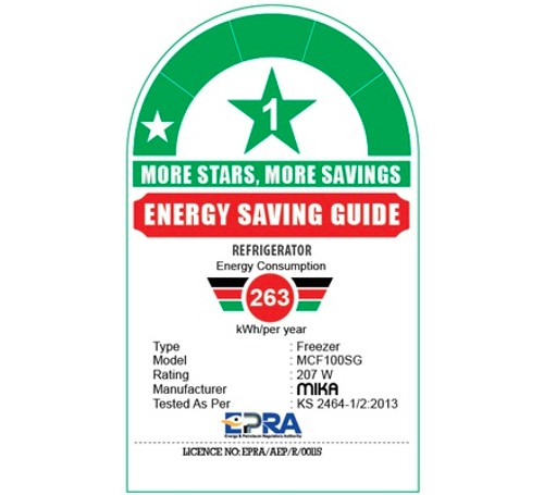 Mika Chest Freezer, 99L, Aluminum Inner, Silver Grey - MCF100SG