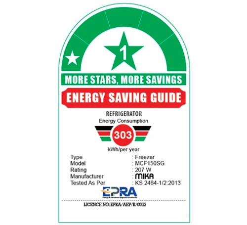 Mika Chest Freezer, 150L, Aluminum Inner, Silver Grey - MCF150SG