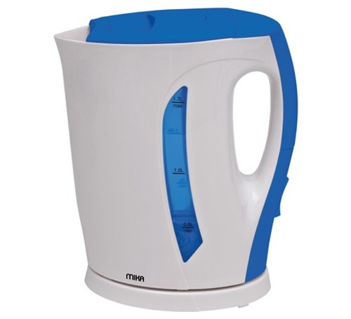 Mika Electric Kettle, 1.7L, Plastic, Cordless, White & Blue - MKT1101