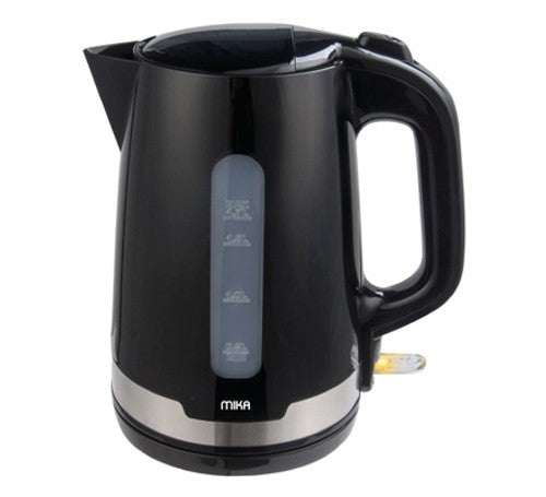 Mika Electric Kettle, 1.7L, Plastic, Cordless, Black with S.S. Trim - MKT1204B