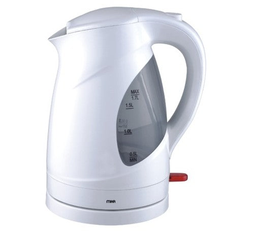 Mika Electric Kettle, 1.7L, Plastic, Cordless, White - MKT1301
