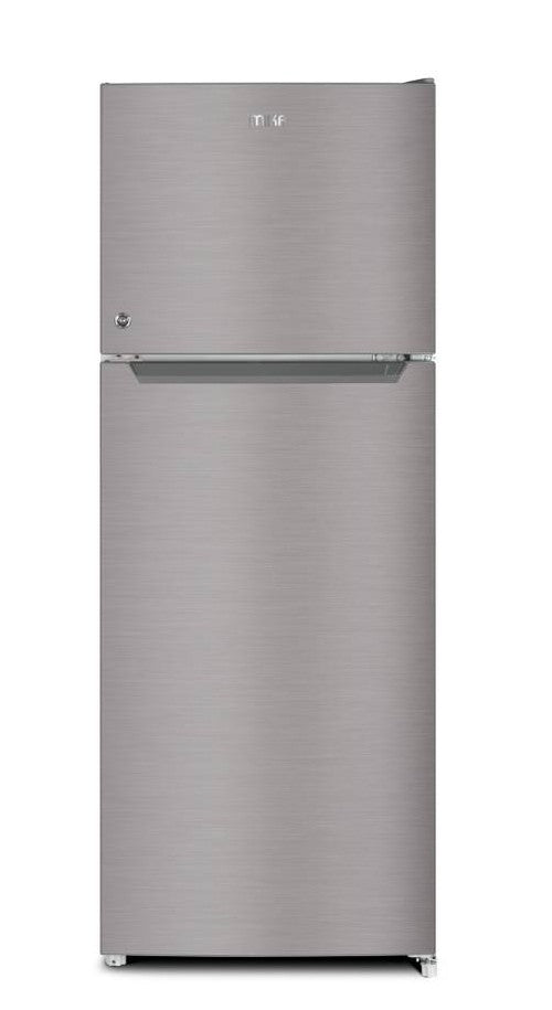 Mika Fridge, 138L, 2 Door Top Mount Freezer, Defrost (Direct Cool), Line Silver Dark - MRDCD138LSD