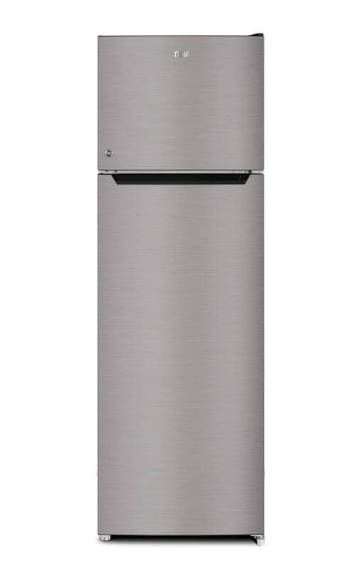 Mika Fridge, 168L, 2 Door Top Mount Freezer, Defrost (Direct Cool), Line Silver Dark -  MRDCD168LSD