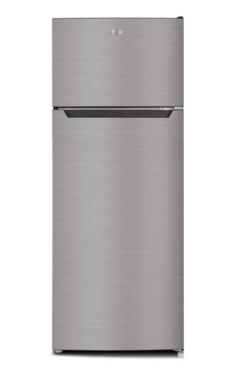 Mika Fridge, 211L, 2 Door Top Mount Freezer, Defrost (Direct Cool), Line Silver Dark - MRDCD211LSD