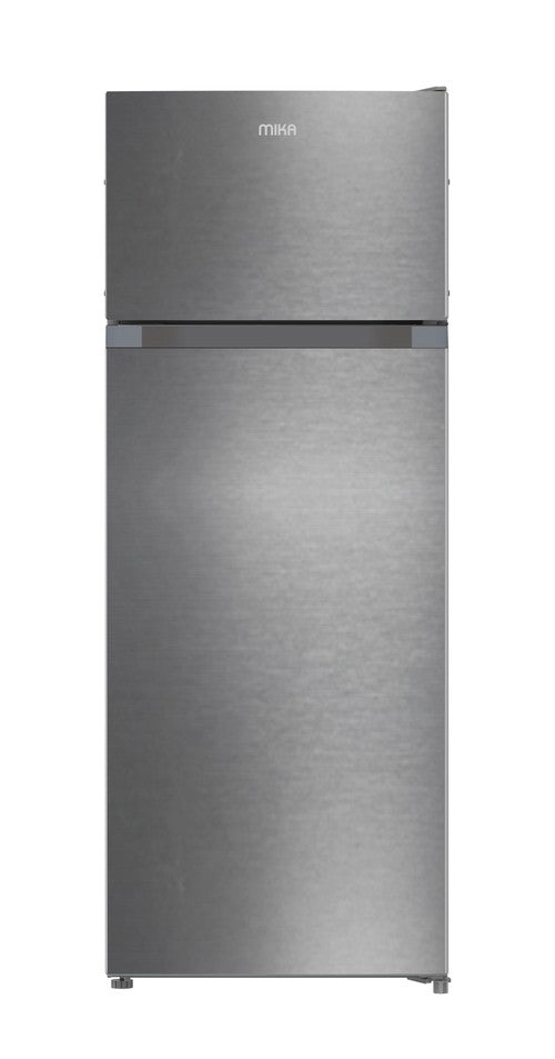 Mika Fridge, 211L, 2 Door Top Mount Freezer, Defrost (Direct Cool), Inox Line Brush - MRDCD211XLB