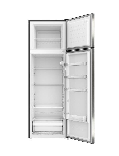 Mika Fridge, 261L, 2 Door Top Mount Freezer, Defrost (Direct Cool), Line Silver Dark - MRDCD261LSD