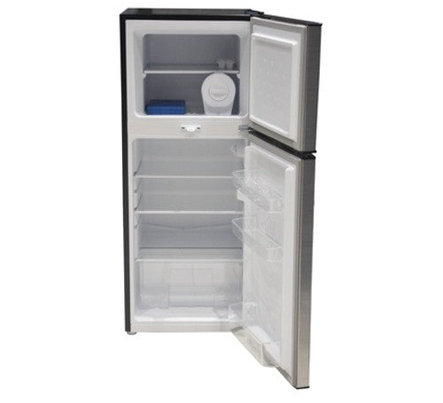 Mika Fridge, 138L, 2 Door Top Mount Freezer, Defrost (Direct Cool), Inox Dark Matt - MRDCD138XDM