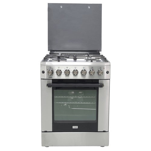 Mika Standing Cooker, 60cm x 60cm, 4G(1Wok), Elec. Oven (Air Fry+Conv.), 6F, Rotisserie, Stainless Steel - MST614GHI/WOK