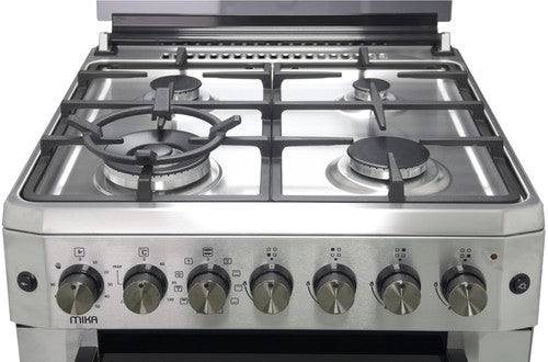 Mika Standing Cooker, 60cm x 60cm, 4G(1Wok), Elec. Oven (Air Fry+Conv.), 6F, Rotisserie, Stainless Steel - MST614GHI/WOK