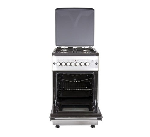 Mika Standing Cooker, 50cm x 55cm, 4 Gas, Electric Oven, 4F, with Rotisserie, Silver - MST55PI4GSL/HC