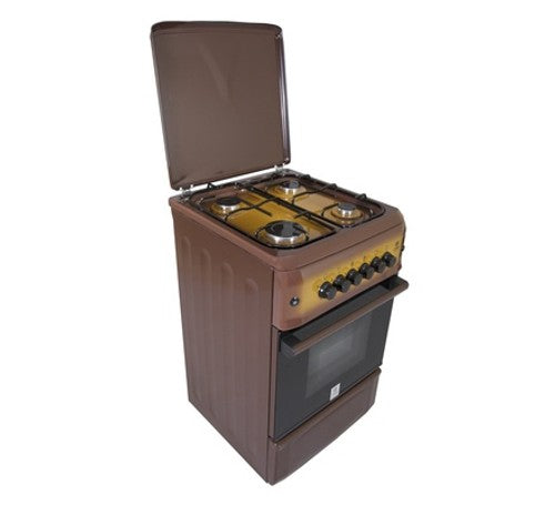 Mika Standing Cooker, 50cm x 55cm, 4G, Gas Oven (All Gas), 2 Knob Control, with Rotisserie, 2 Tone Brown - MST55PIAGDB/SD