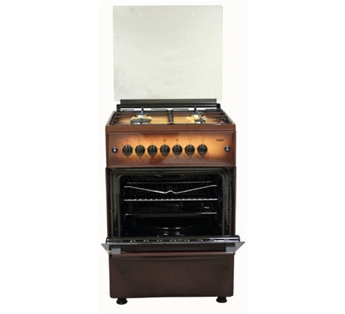 Mika Standing Cooker, 58cm x 58cm, 4 Gas, Gas Oven, 4F, with Rotisserie, 2 Tone Brown - MST60PIAGDB/EM