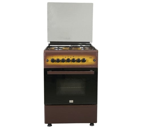 Mika Standing Cooker, 58cm x 58cm, 4 Gas, Gas Oven, 4F, with Rotisserie, 2 Tone Brown - MST60PIAGDB/EM