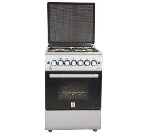 Mika Standing Cooker, 58cm x 58cm, 3G+1E, FFS, Electric Oven, 4F, with Rotisserie, Silver+SS Hob - MST60PU31SL/HC