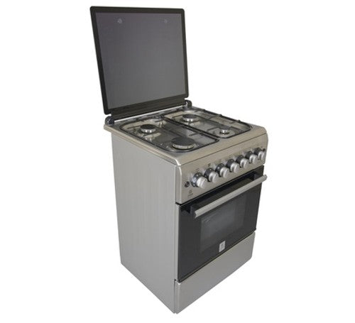 Mika Standing Cooker, 58cm x 58cm, 4 Gas, FFS, Electric Oven, 3F, with Rotisserie, Stainless Steel - MST60PU4GHI/HC