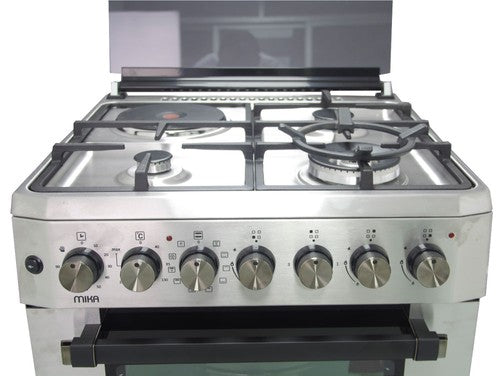 Mika Standing Cooker, 60cm x 60cm, 3G(1Wok)+1E, FFS, Elec. Oven (AirFry+Con), 6F, with Rotisser, S. Steel - MST6131HI/WOK