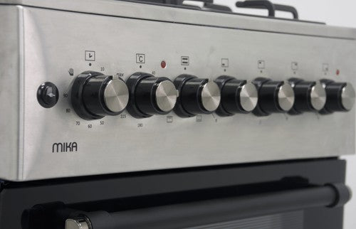 Mika Standing Cooker, 60cm x 60cm, 3G+1E, Electric Oven, 4F, with Rotisserie, Stainless Steel - MST6131HI/TR4