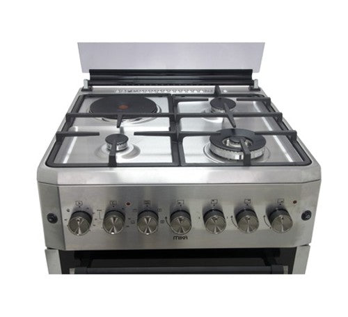 Mika Standing Cooker, 60cm x 60cm, 3G+1E, Electric Oven, 4F, with Rotisserie, Stainless Steel - MST6231HI/TP6W