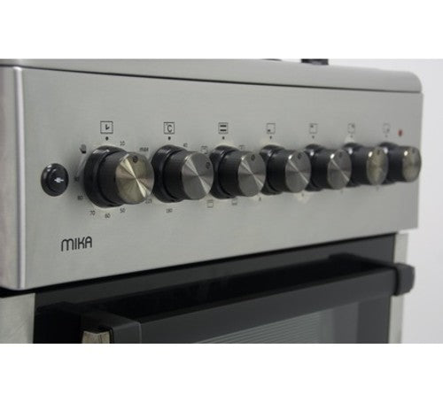 Mika Standing Cooker, 60cm x 60cm, 4G (1Wok), Electric Oven (Convection), 6F, Rotisserie, Stainless Steel - MST624HI/TS6W