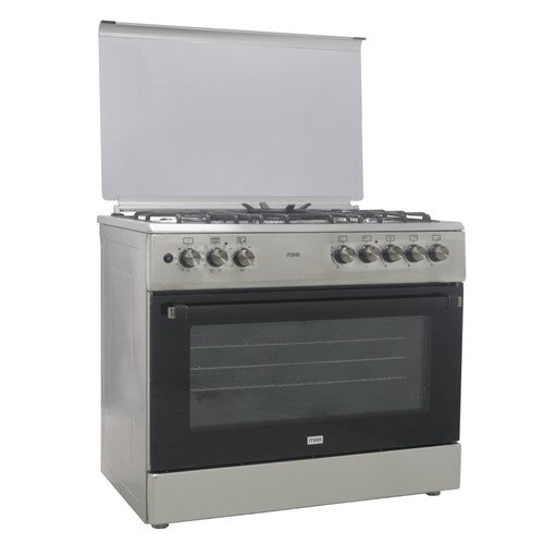 Mika Standing Cooker, 60cm x 90cm, 4G(1Wok)+1E, Full Elec. Oven (Air Fry+Conv), 6F, Rotisserie, S. Steel - MST90PU41HI/FOW