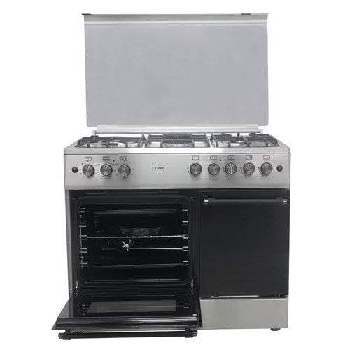Mika Standing Cooker, 60cm x 90cm, 4G(1Wok)+1E, Elec. Oven (Convection), 6F, GBC, Rotisserie, S. Steel - MST90PU41HI/GCW