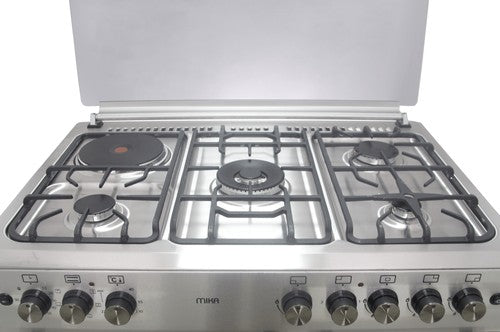 Mika Standing Cooker, 60cm x 90cm, 4G(1Wok)+1E, Elec. Oven (Convection), 6F, GBC, Rotisserie, S. Steel - MST90PU41HI/GCW