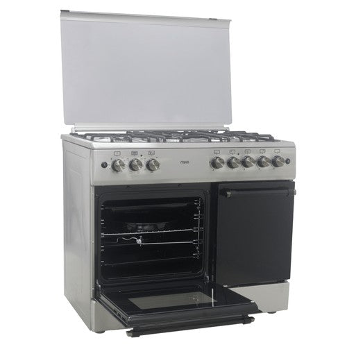 Mika Standing Cooker, 60cm x 90cm, 4G(1Wok)+1E, Elec. Oven (Convection), 6F, GBC, Rotisserie, S. Steel - MST90PU41HI/GCW