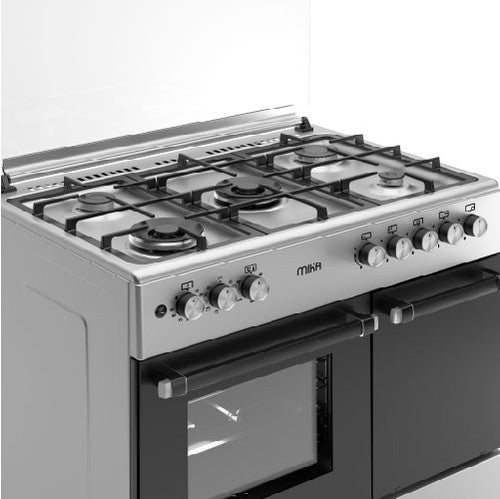 Mika Standing Cooker, 90cm x 60cm, 5G (2Wok), Elec. Oven (Air Fry+Convection.), 10F, Gas Bottle Cabinet - MST90PU5GHI2WGC
