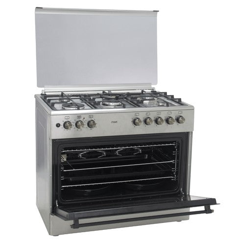 Mika Standing Cooker, 60cm x 90cm, 4G+2E, Full Elec. Oven (Air Fry+Conv.), 10F, Rotisserie, S. Steel - MST90PU42HI/HC
