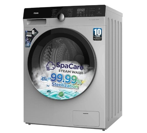 Mika Washing Machine, 8Kg, Fully Automatic, Front Load, Dark Silver - MWAFSV3208DS