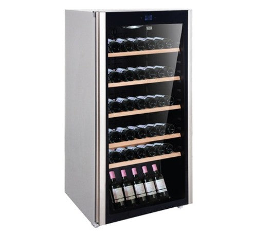 Mika Wine Chiller, 72 Bottles, Oak Shelves, Black - MWC72
