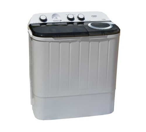 Mika Washing Machine, 6kg, Semi Automatic, Twin Tub, White & Grey - MWSTT2206