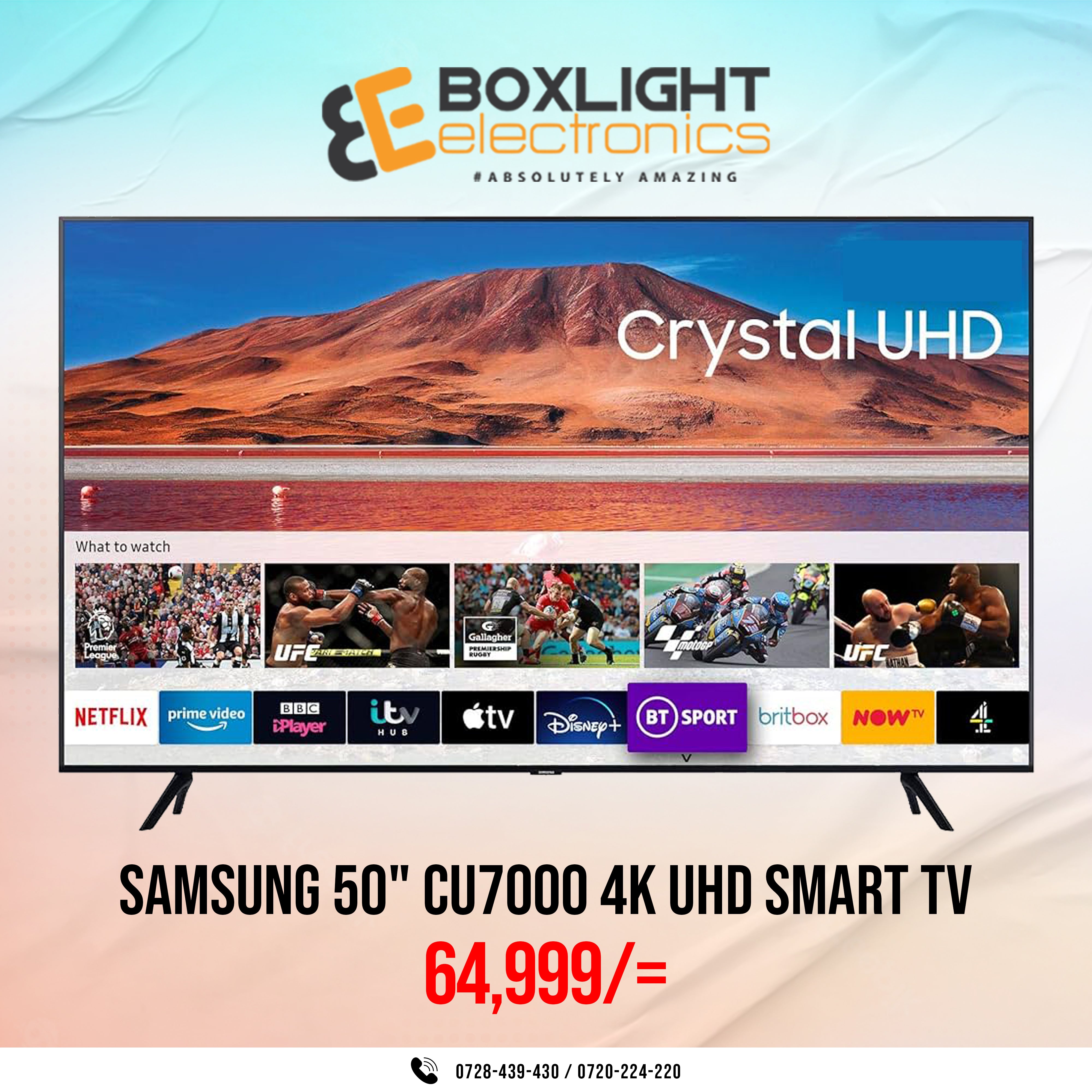 SAMSUNG 50" Inch 4K Crystal LED UHD 50CU7000 Tv