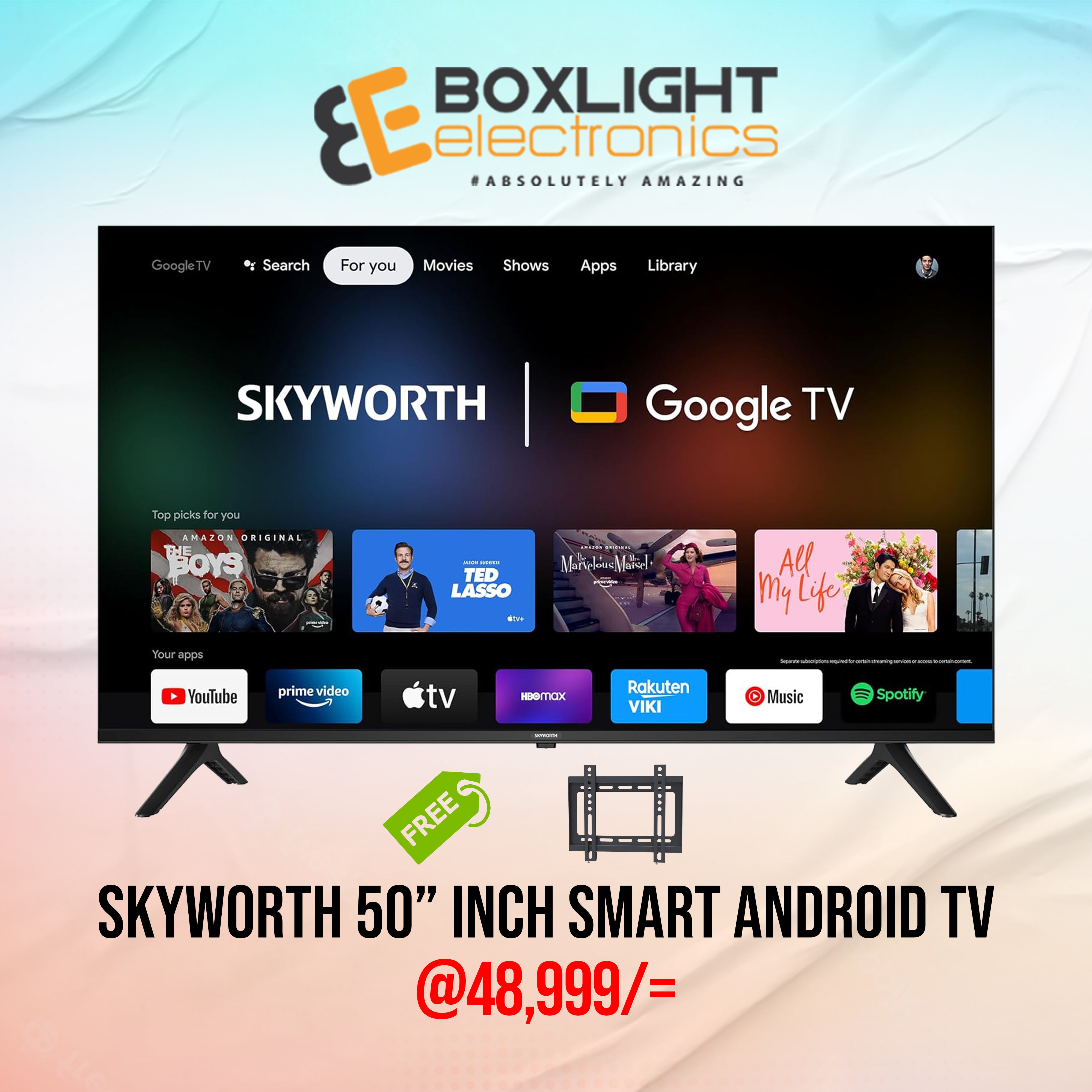 Skyworth 50" inch 4K UHD Smart Android TV - 50G3A