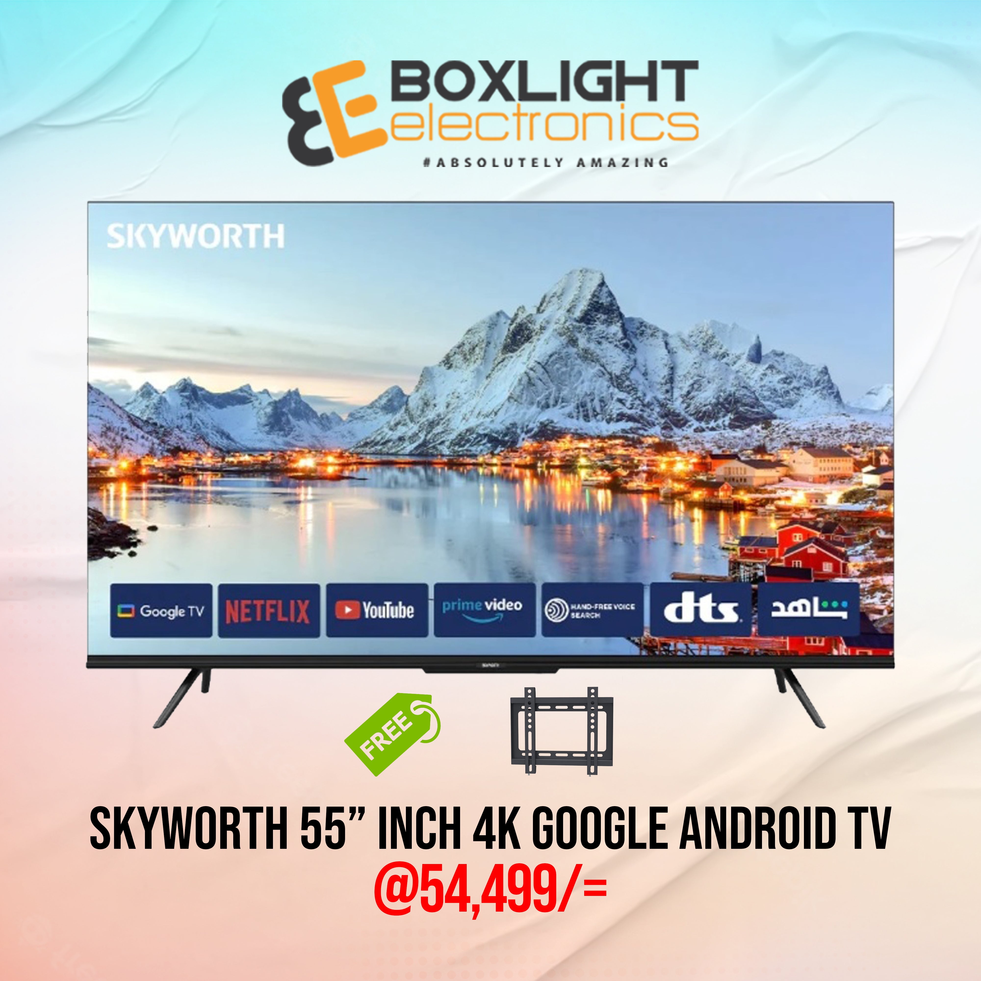 Skyworth 55” Inch FRAMELESS 4K GOOGLE ANDROID TV