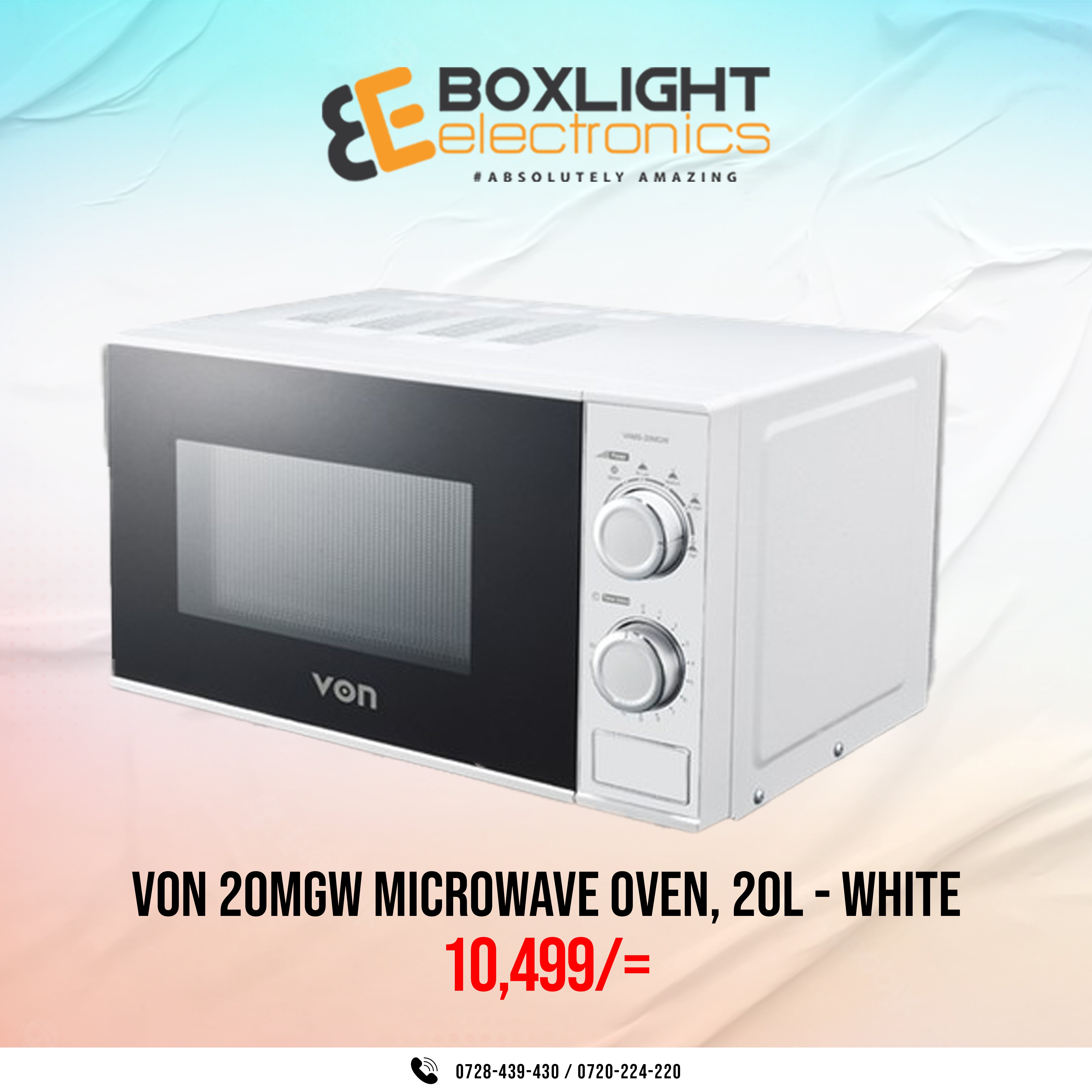 Von VAMS-20MGW Microwave Oven Solo, 20L - White
