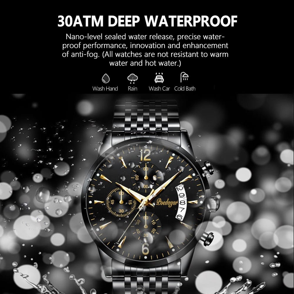 Poedagar Waterproof Luminous Stainless Steel Men's Watch