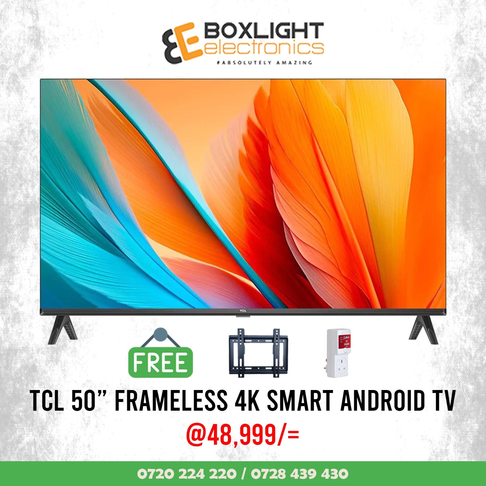 TCL 50" Smart Google Tv Frameless 4K UHD + Free Wall Bracket