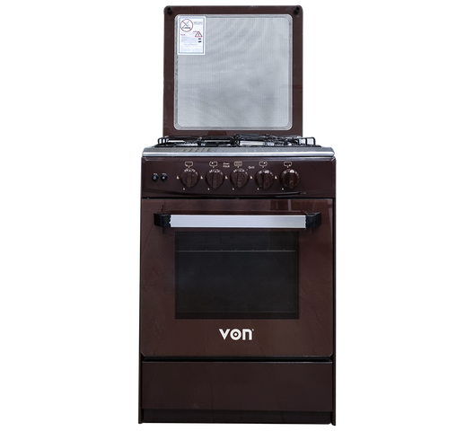 VON Cooker 4 Gas + Gas oven - 5534 Brown