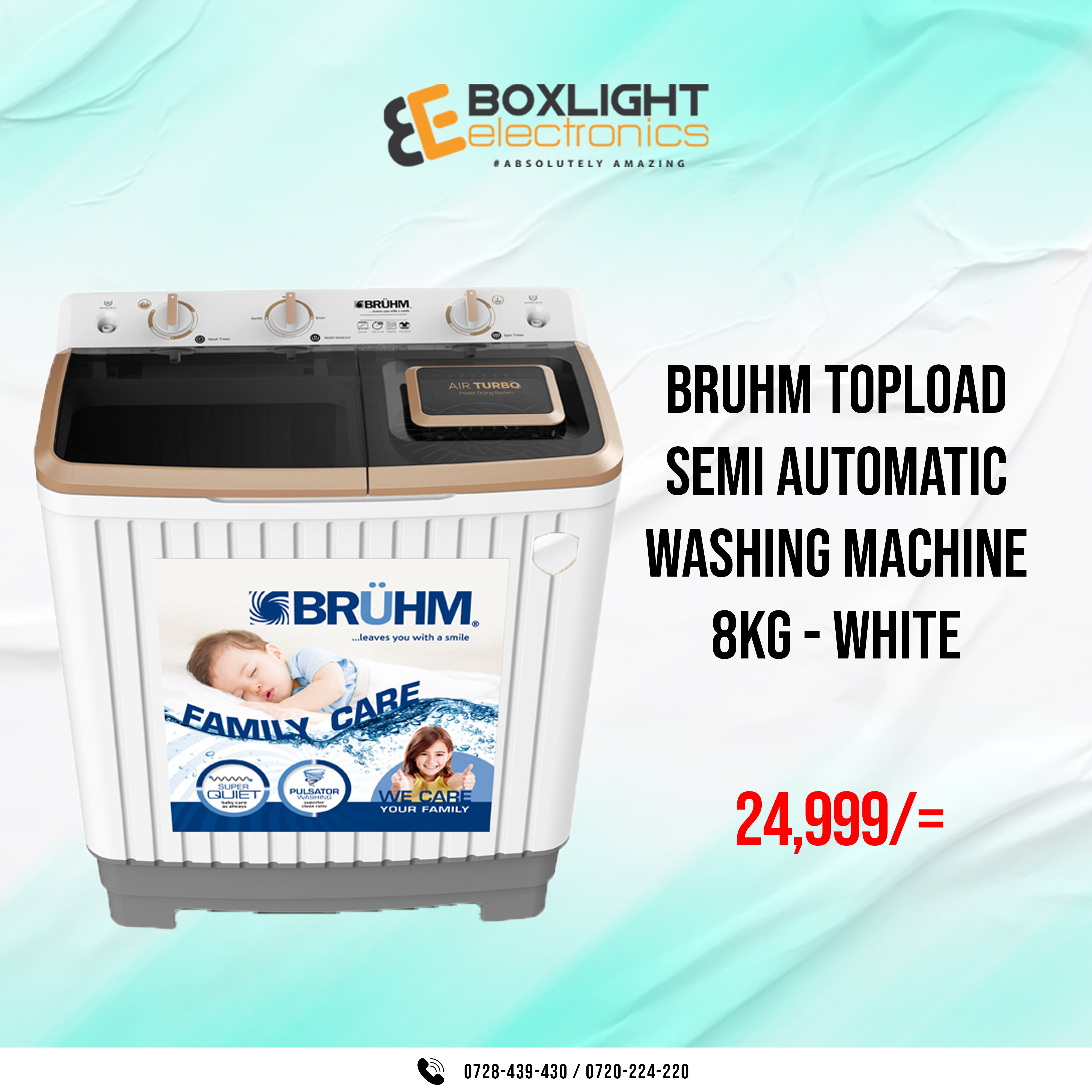 Bruhm Twin Tub Top Load Washing Machine - 8 Kg