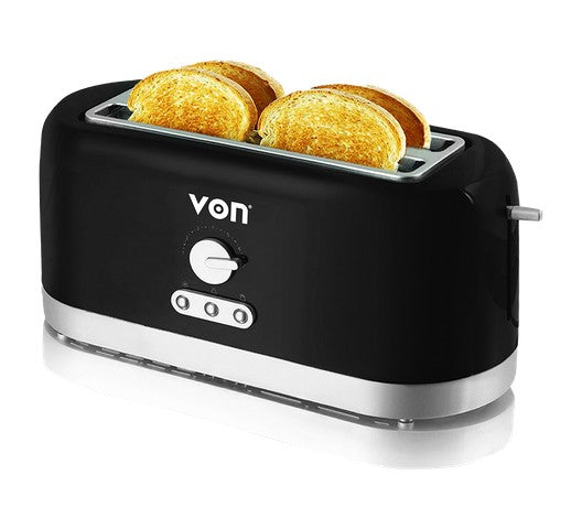 Von VSTP04MVK 4 Slice Toaster - Black