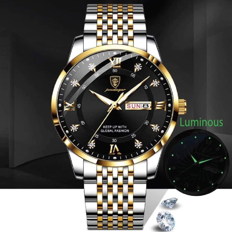 Poedagar men's waterproof stainless steel watch